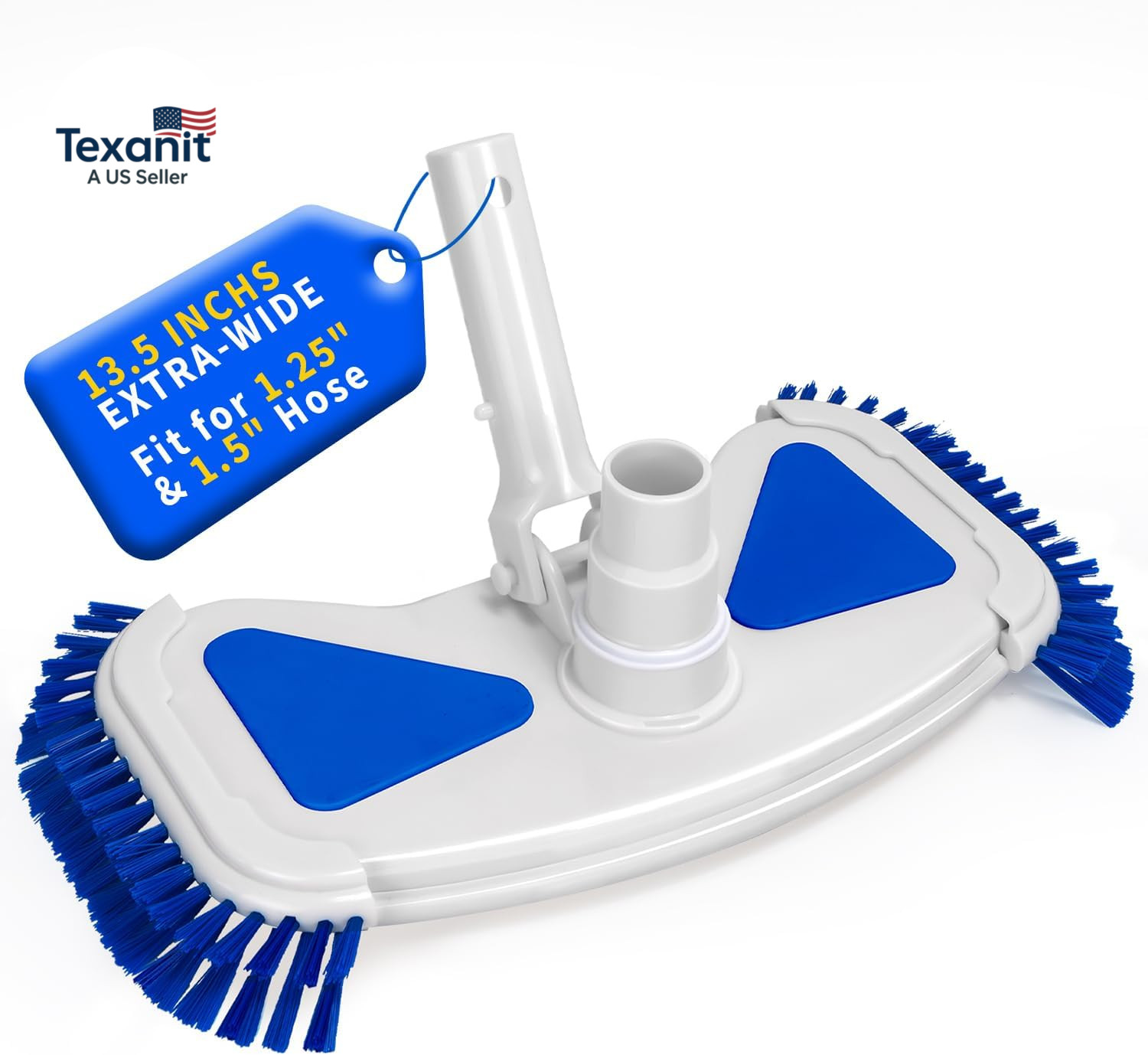 Weighted Pool Vacuum Head with Side Brushes, 13.5" Deluxe Manual Pool Cleaner He