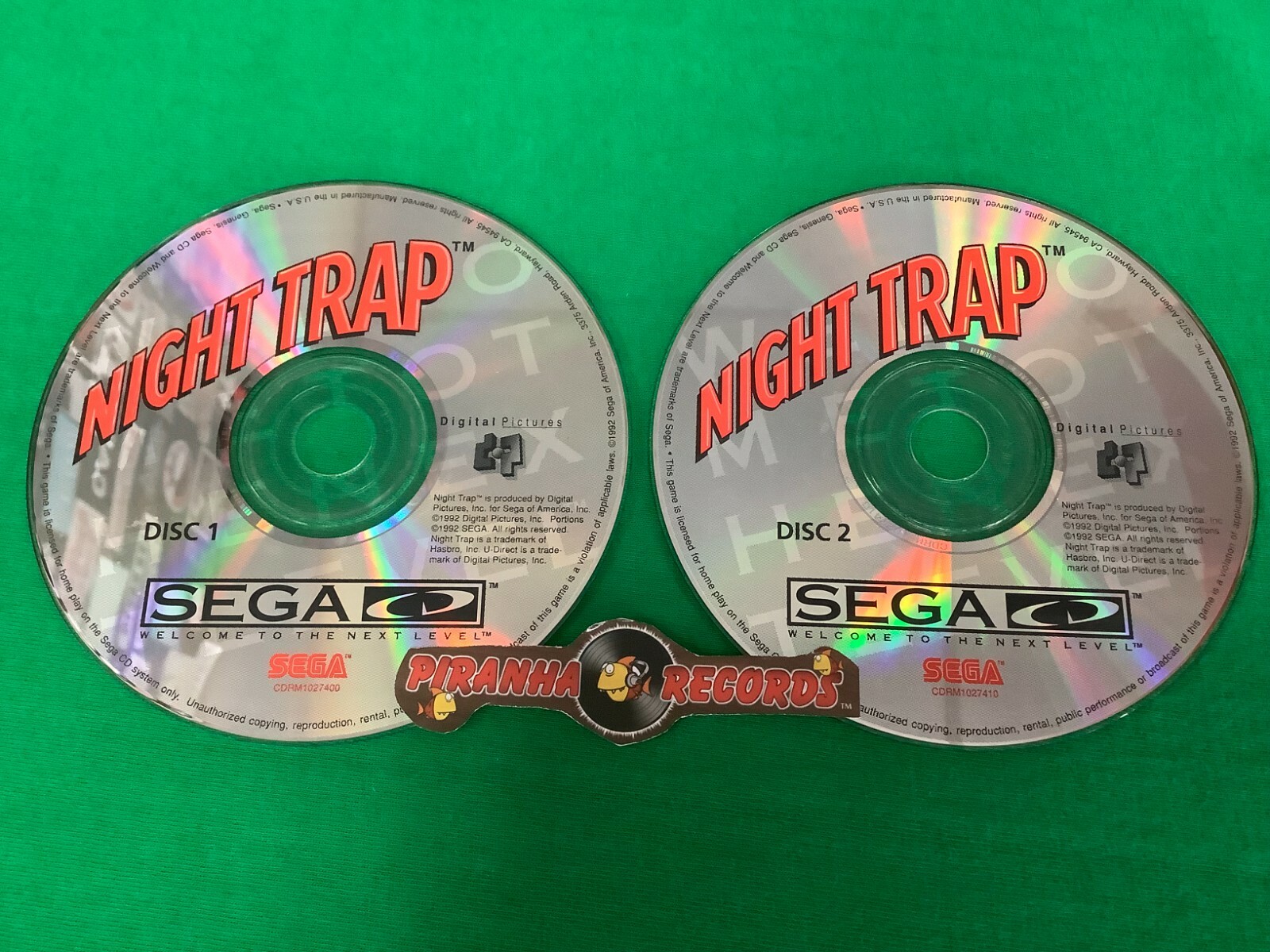 1992 Sega Night Trap Discs 1 & 2 Used Video Game Piranha Records