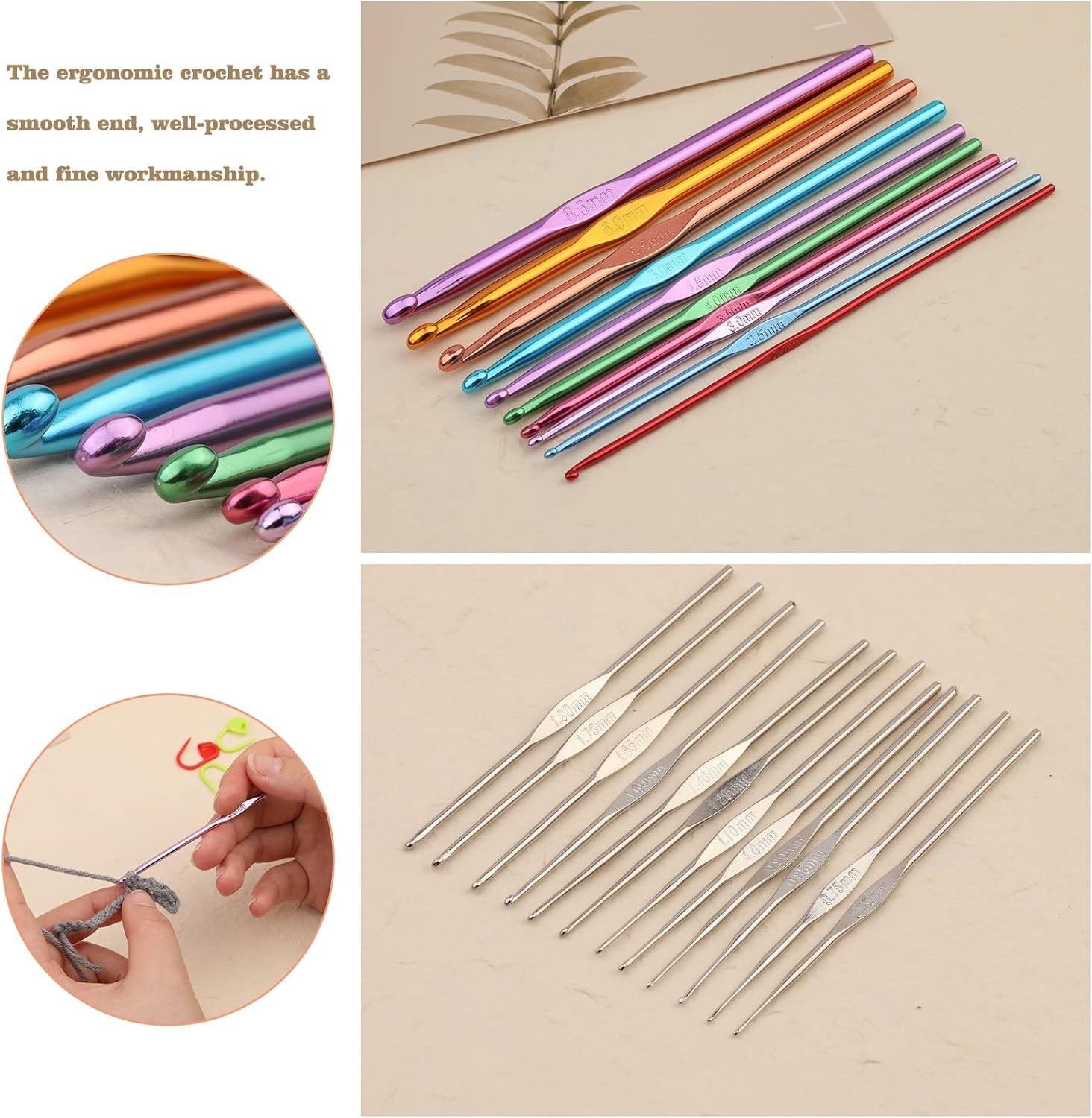 Colorful 54-Piece Crochet Hooks Set for Beginners - Comfortable & Versatile