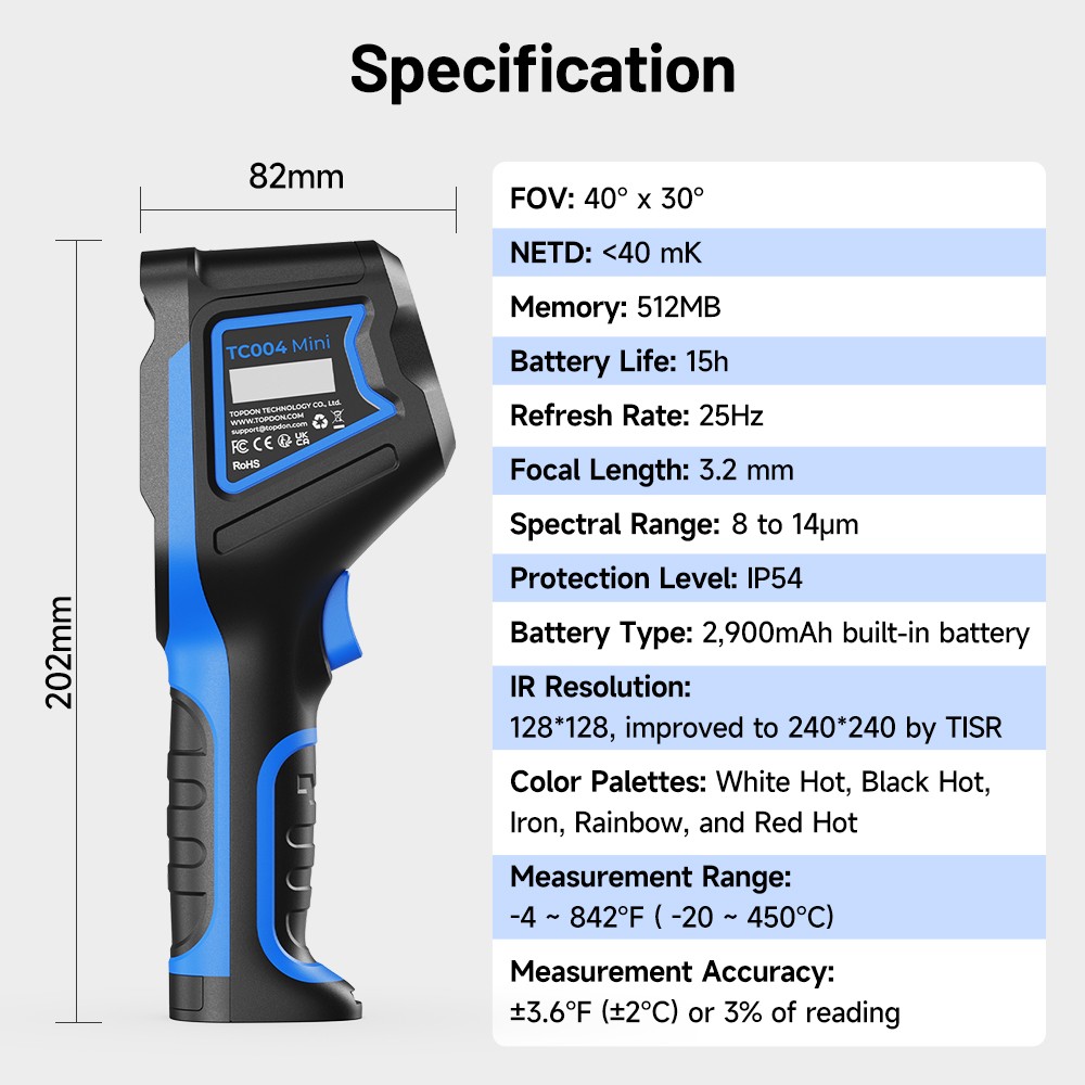TOPDON TC004 Mini INFRARED THERMOGRAPHIC CAMERA