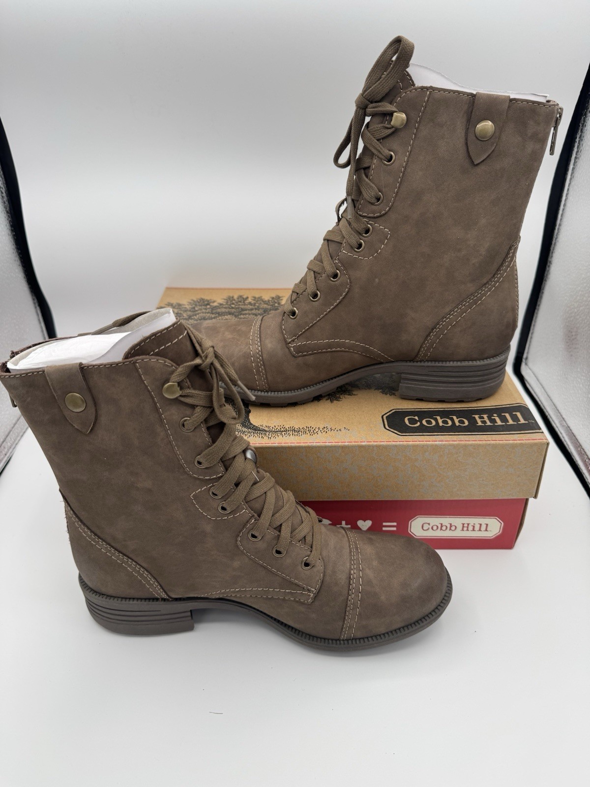 Cobb Hill by Rockport Brunswick Lace Up/Zip Boot Brown Women’s Sz 9M