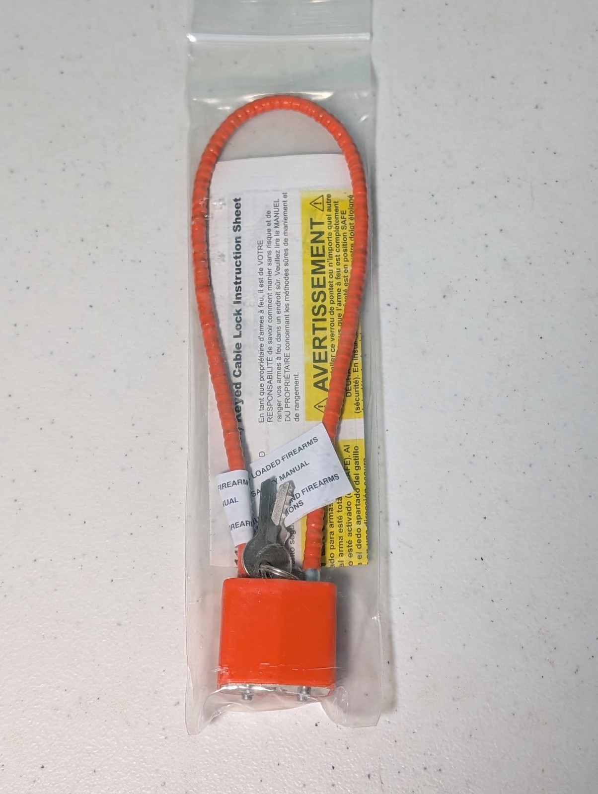 Regal Firearm Gun Saftey Cable Lock Orange Brand New