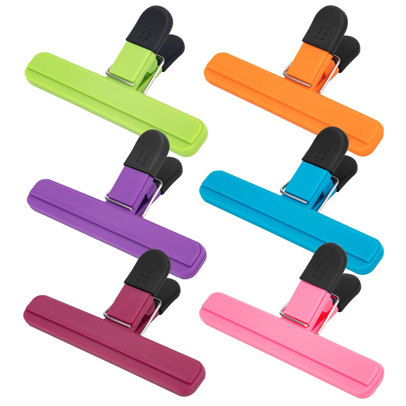 Chip Clip, 6 Pack Colors Wide Open Bag Clips for Food Storage, Heavy Duty Sea...