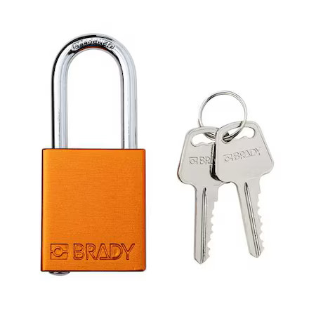 Brady Sdal-Org-38St-Kd Padlock, Keyed Different, Aluminum, Orange, 1 1/2 In