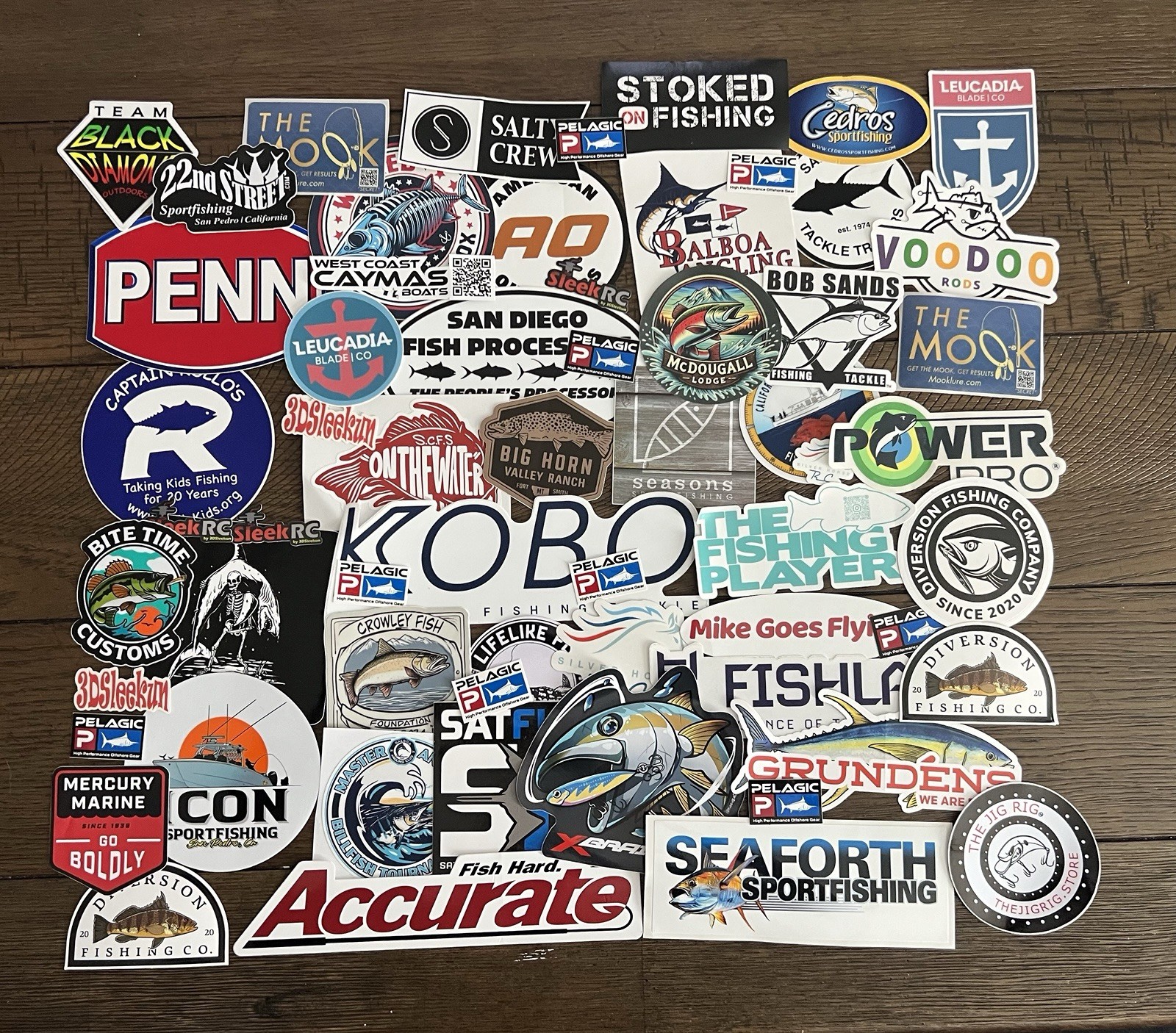Mix "50pcs" Decals Stickers Sport Fishing Gears Baits Hooks Tackles Reels Lures