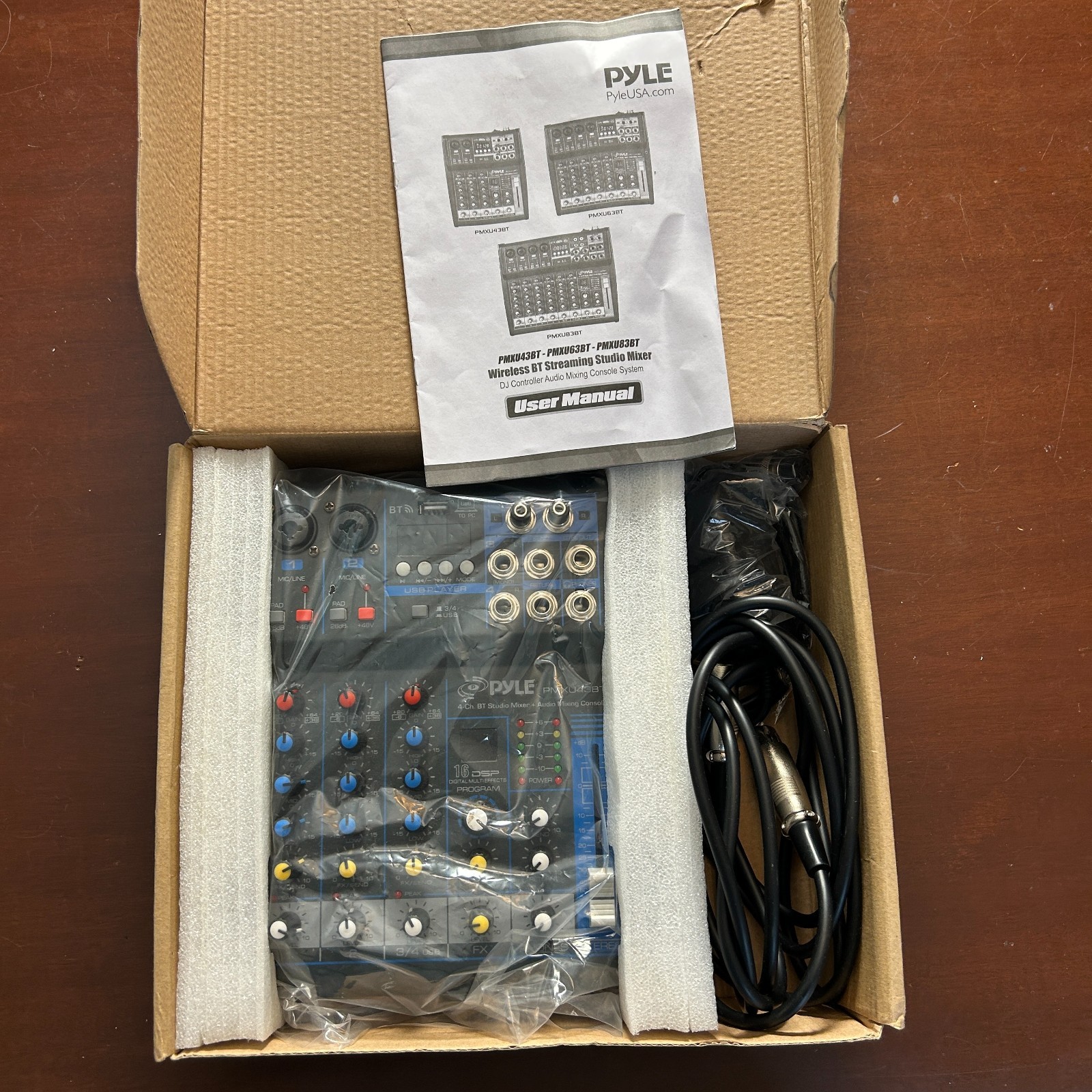 Pyle PMXU43BT 4-Channel Bluetooth Studio Mixer Audio Mixing Console System Mint