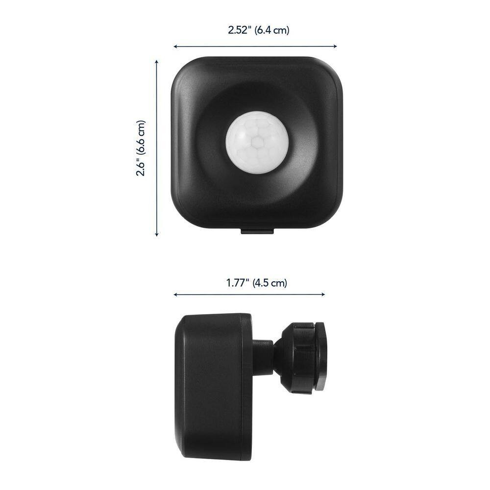 Black Plastic Wireless Battery-Operated Motion Sensor
