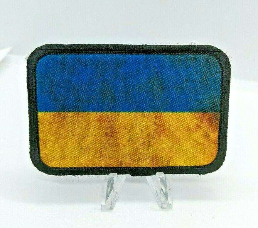 Ukraine Flag DISTRESSED worn look 2"x3" tactical hook & loop morale patch