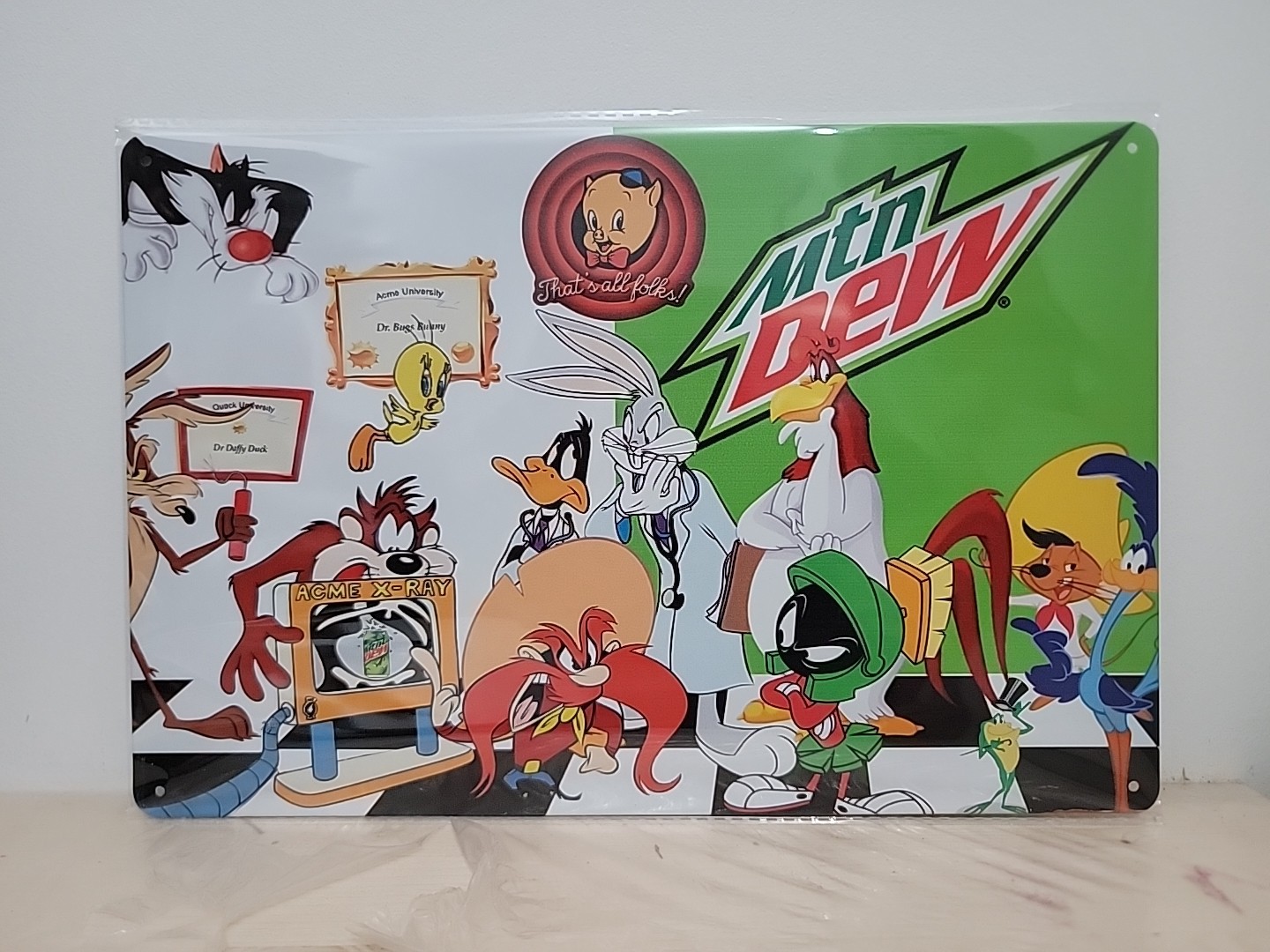 Vintage Styl Mountain Dew Tasmania Devil  Metal Sign Man Cave Bar Decor