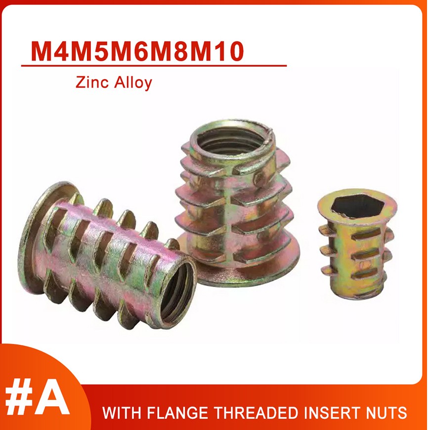 Threaded Insert Nuts Hex Drive Fixings Wood Screw Inserts Flange M4 M5 M6 M8 M10