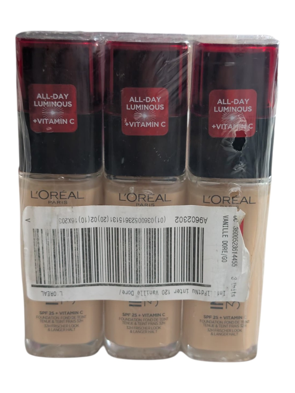 L'Oreal Infallible 32HR FreshWear Foundation120 Vanilla 1oz/30ml Pack of 3