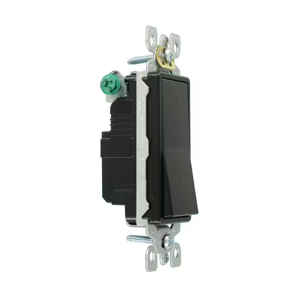 Decora 15 Amp Single-Pole AC Quiet Switch, Black 5601-2ES
