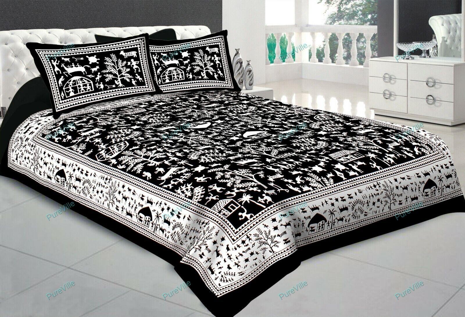 Rajasthani Double 90x108 KING Best Bedding Sheet Flat Sheet With Pillow Cover
