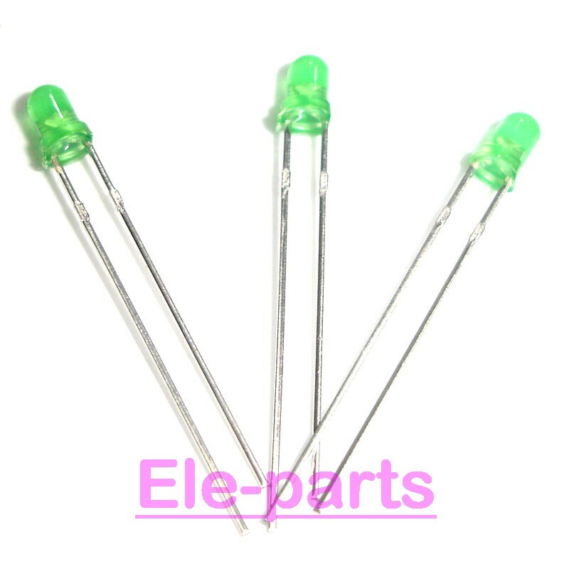 100 PCS LED 3MM DIP-2 Round Green LED Light Emitting Diode Lamp