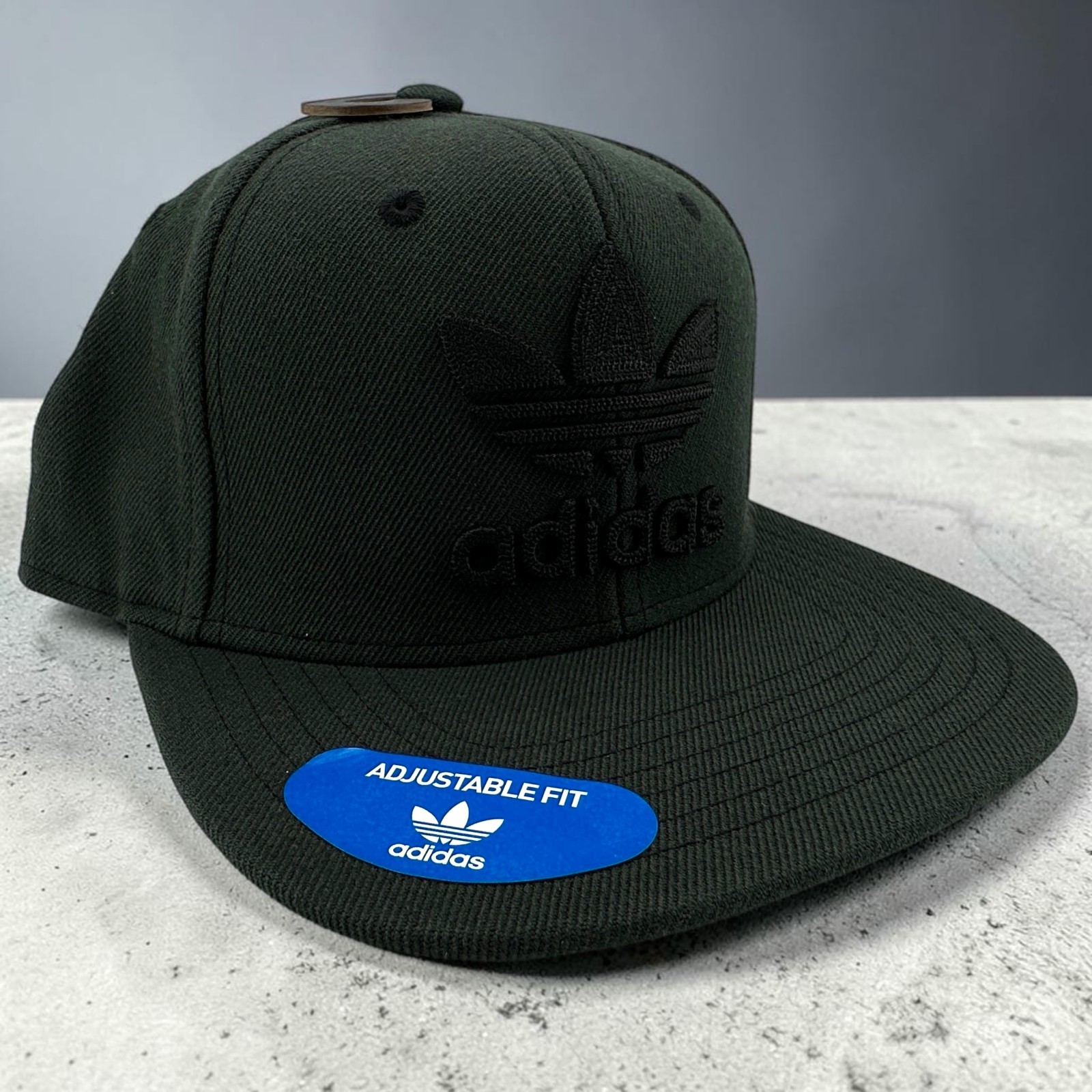 Adidas Originals Trefoil Chain Snapback Hat Noir Black Logo OSFA Wool Blend NEW