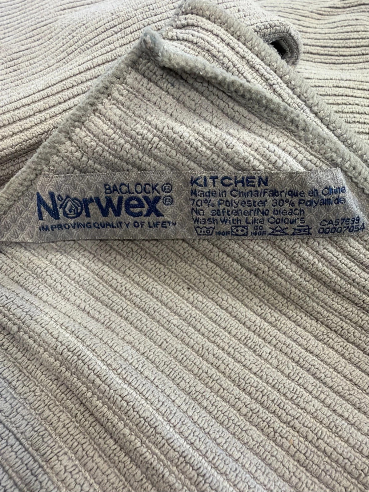 Norwex Kitchen Cloth Channel weave - Microfiber Cloth Gray with gray trim