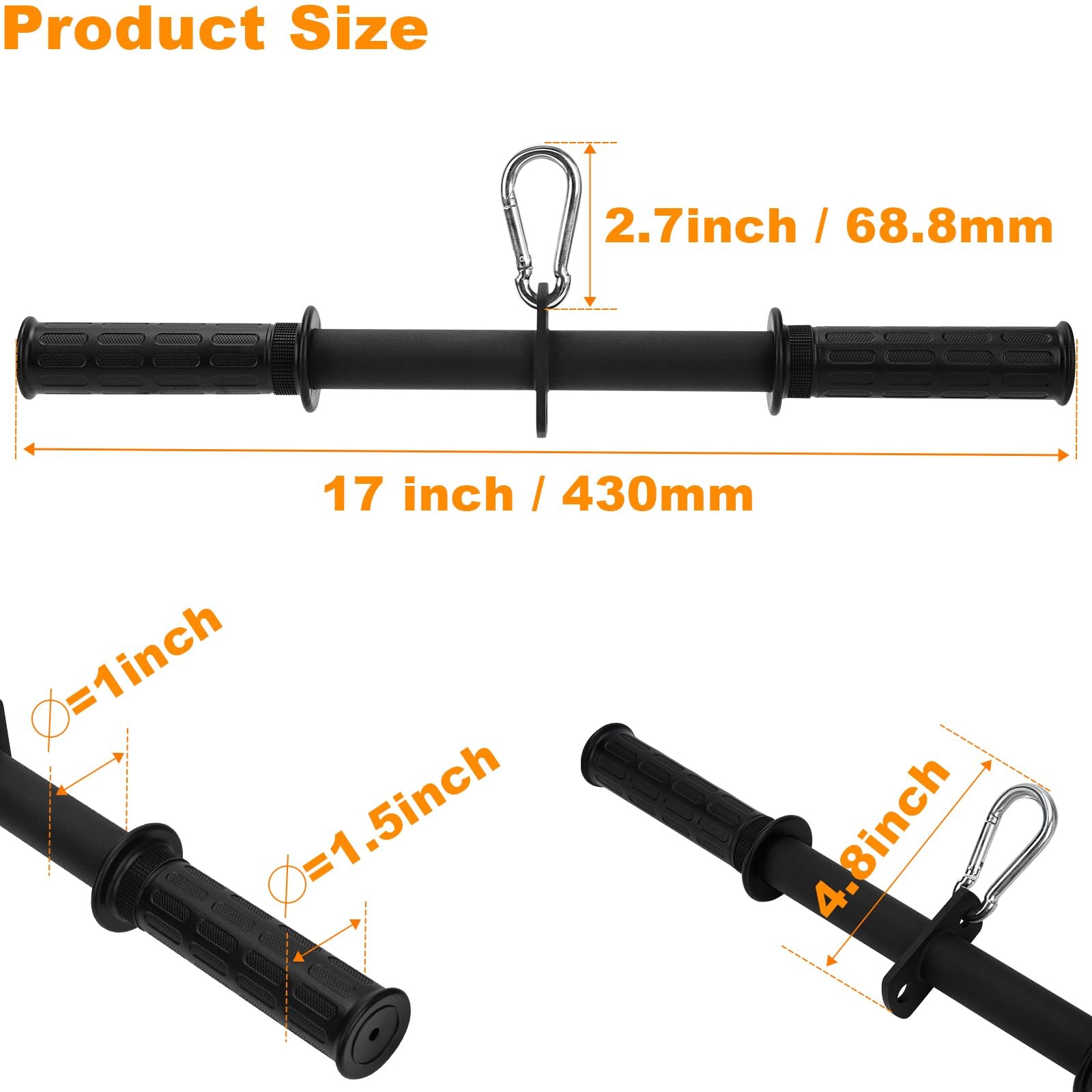 LAT Pull Down Attachment Straight Bar Cable Machine Back Training Tricep Fit