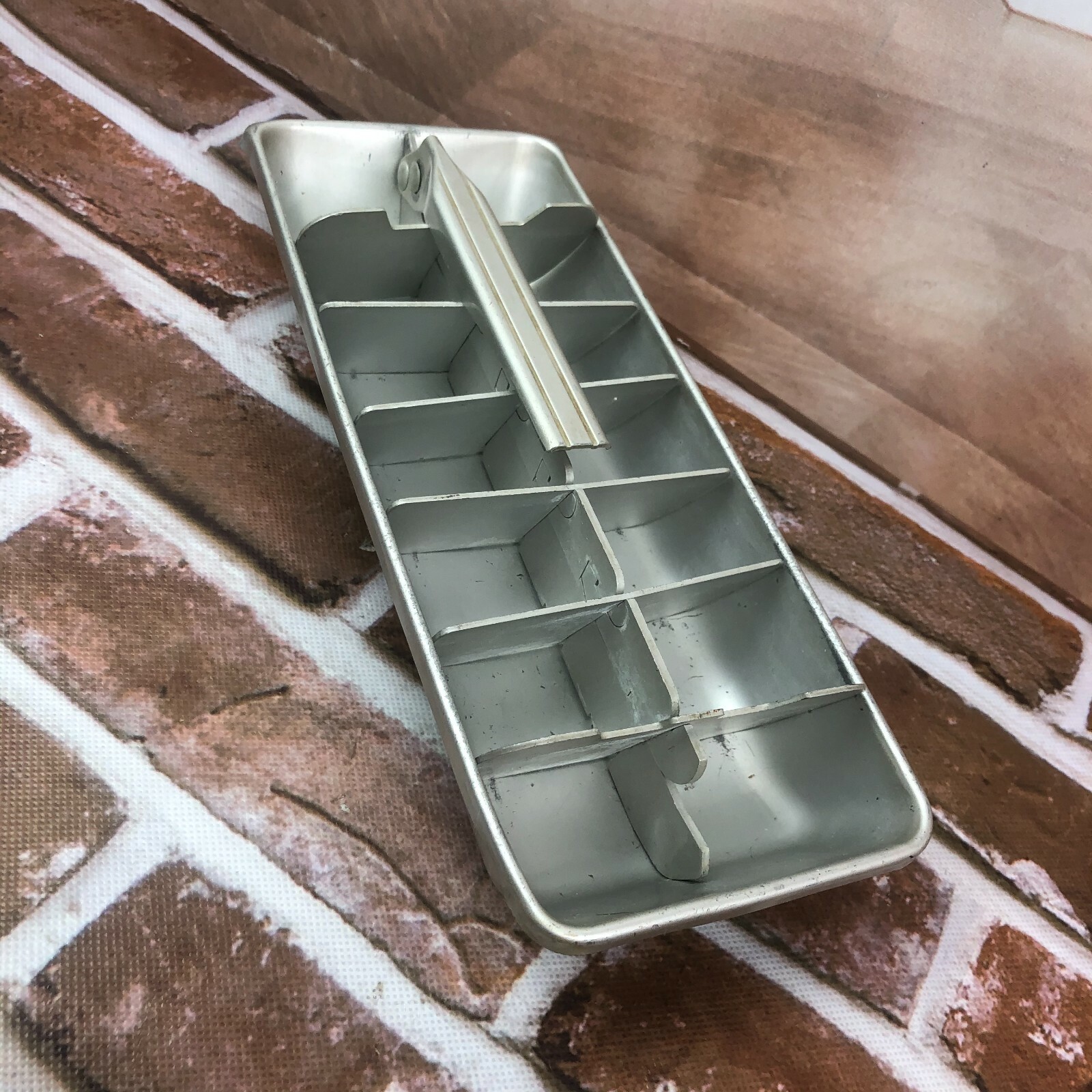 Vintage small Aluminum ice cube tray retro molds 14 cubes