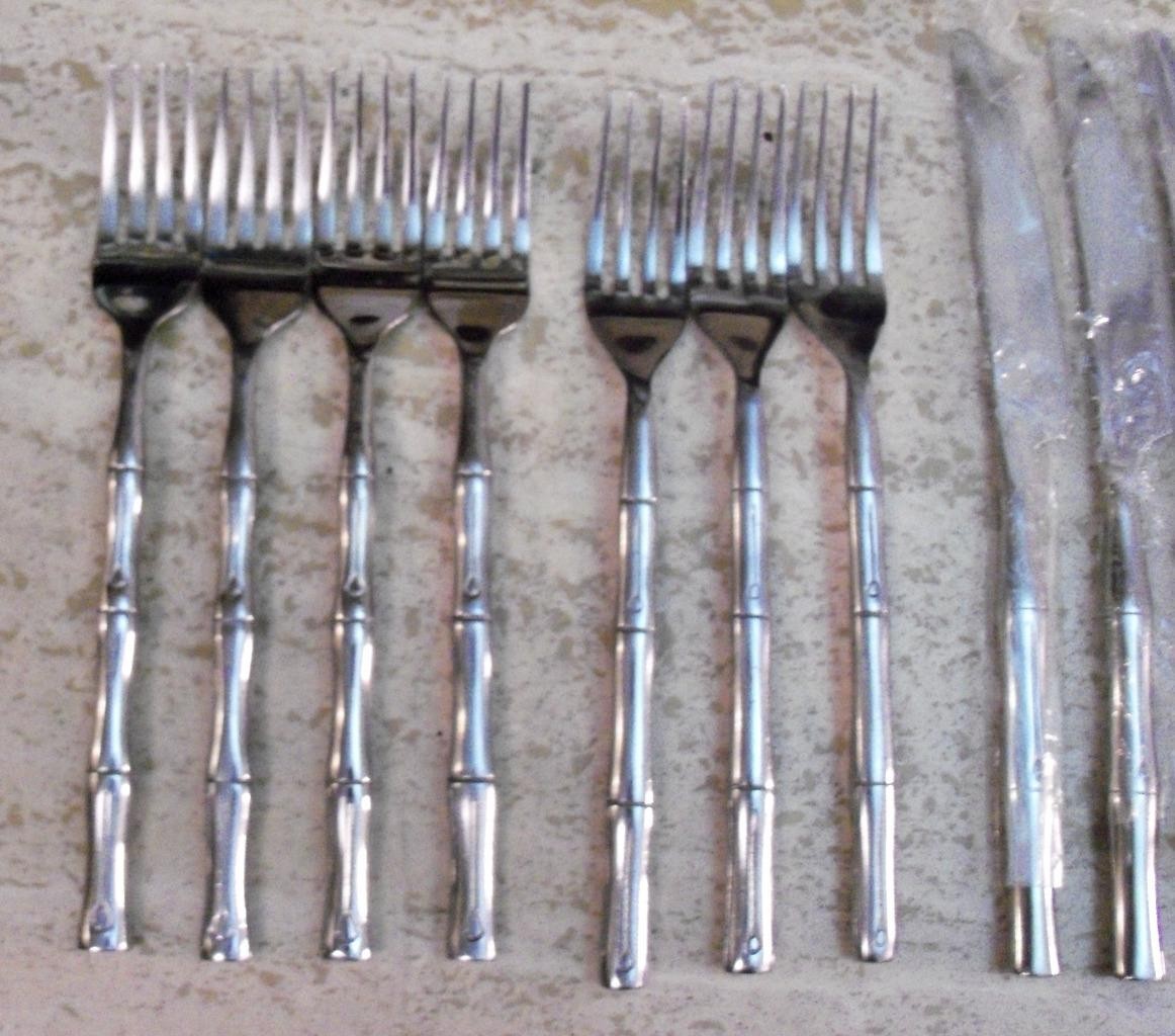 Hampton Silversmiths Stainless Steel Flatware Bamboo Pattern 38 pieces.