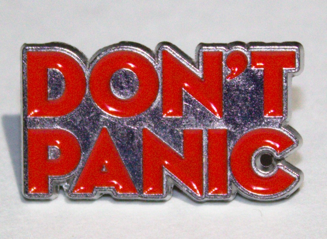 The Hitchhikers Guide To The Galaxy Don't Panic Logo V 2 Metal Enamel Pin UNUSED