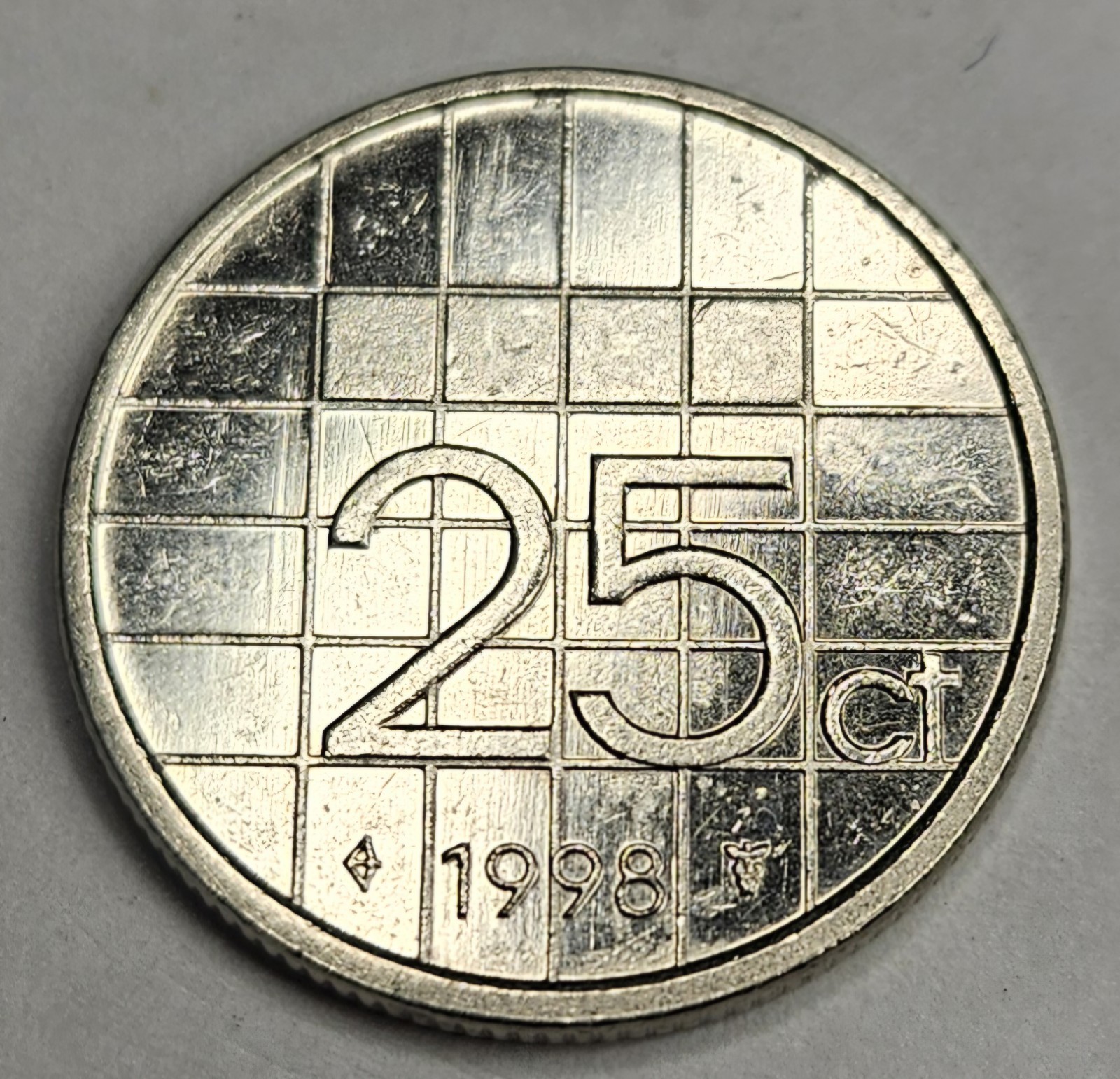 1998 Netherlands 25 Cents - Circulated Dutch Nickel World Coin - Europe
