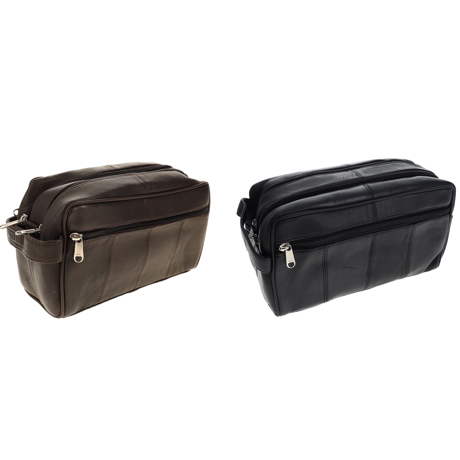 Leather Dopp Bag Brown and Black Asst