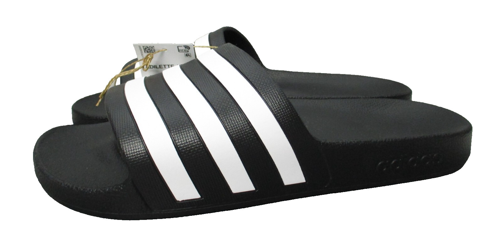 Adidas Adilette Aqua Slides Sandals Black White Mens Sz 11 Womens Sz 12