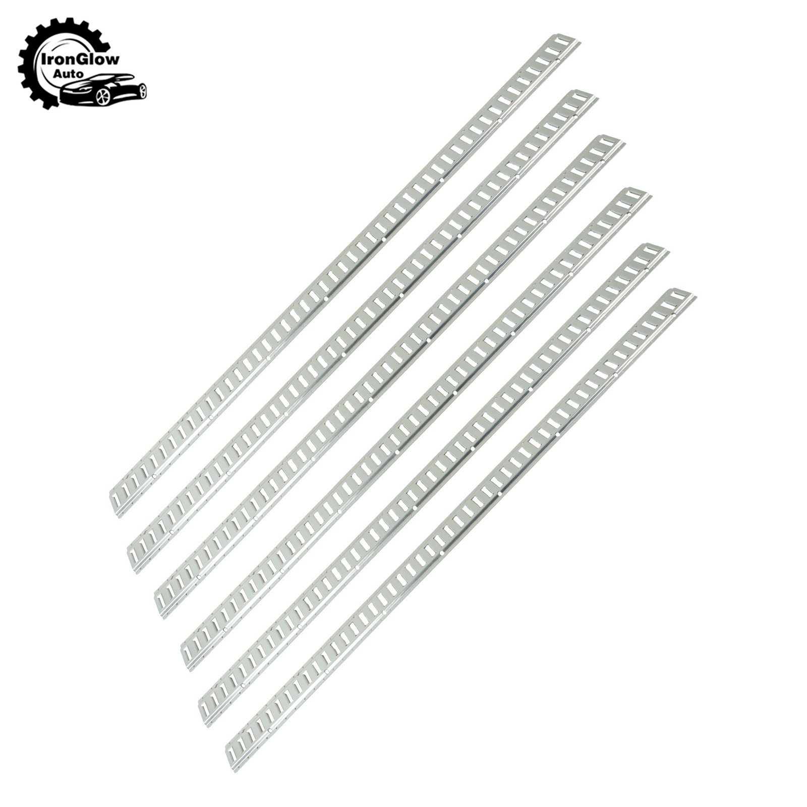 Silver Zinc Plated E Track Tie Down Rails 6 Piece Set 8 Feet Length Trailer