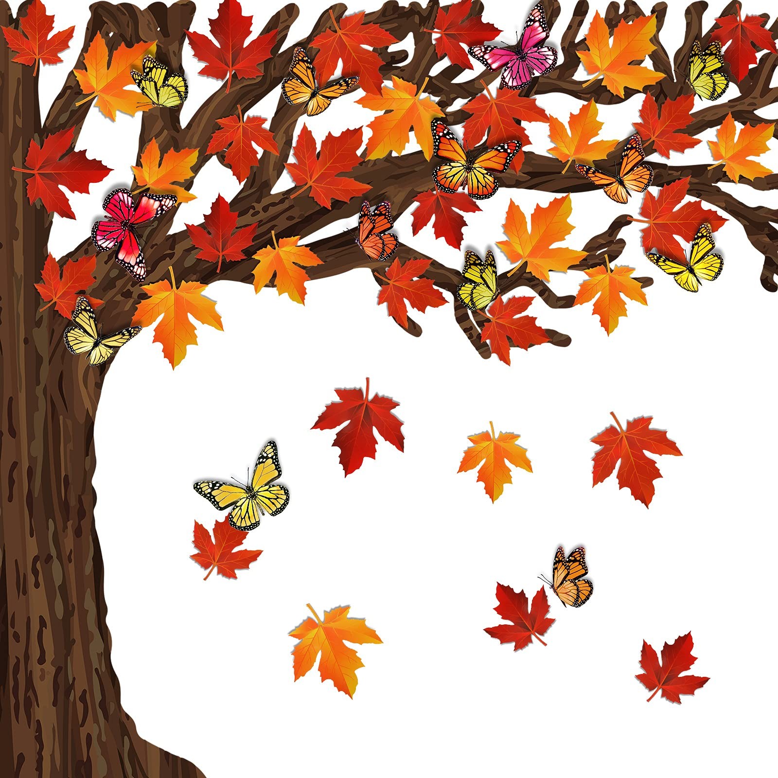 60 Pieces 70 x 55 Inch Classroom Big Tree Bulletin Board Set with Leaves and ...