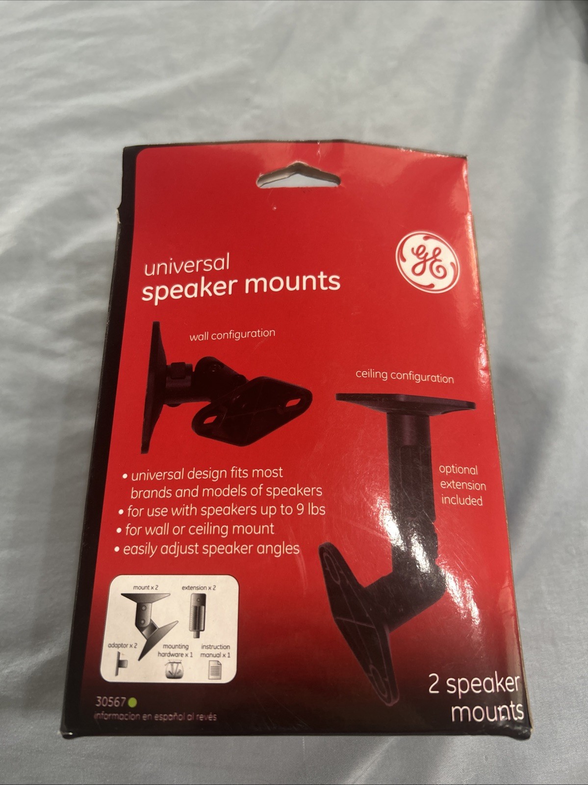 GE Universal Speaker Mounting Brackets - Wall or Ceiling Mount - NEW - SEALED