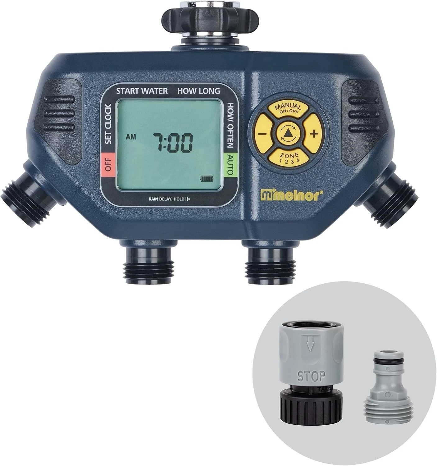 User-Friendly 4-Zone Timer in Chic Black & Yellow - 7- Included