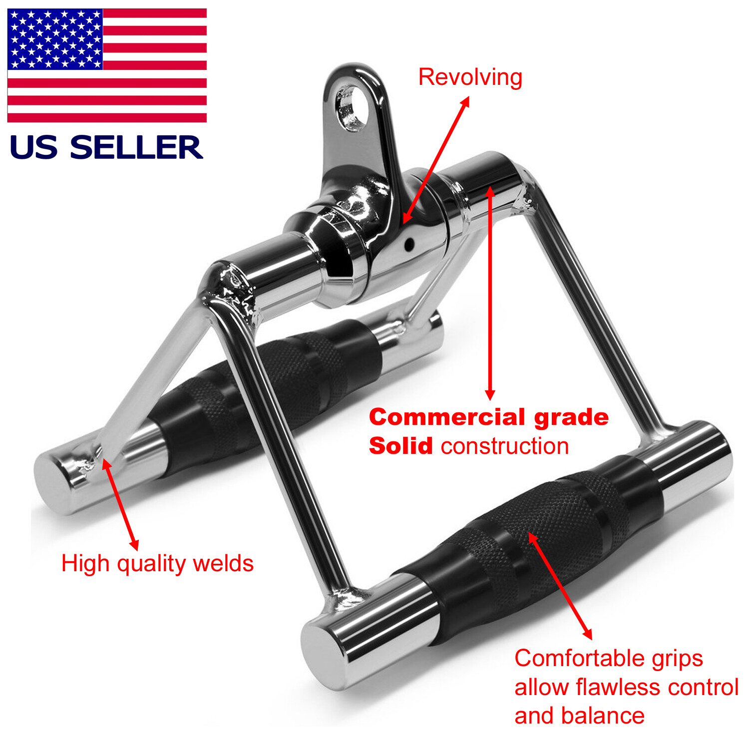 Home Gym Cable Attachment Exercise Machine Tricep Row V Pull Bar D Handle Rotate