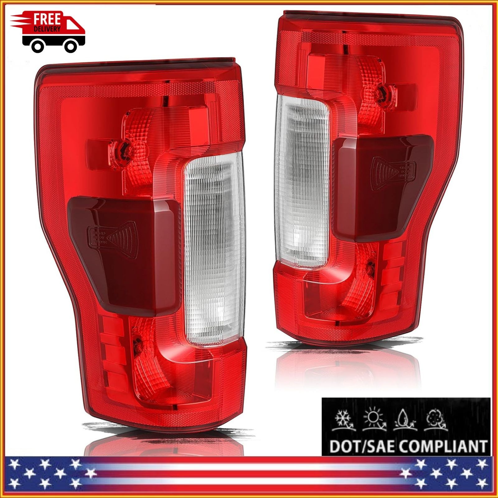 Halogen Taillight for 2017 2018 2019 Ford F250 F350 Super Duty w/ Blind Spot