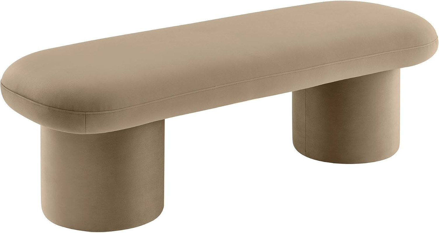 Orla Performance Velvet Upholstered Bench in Taupe