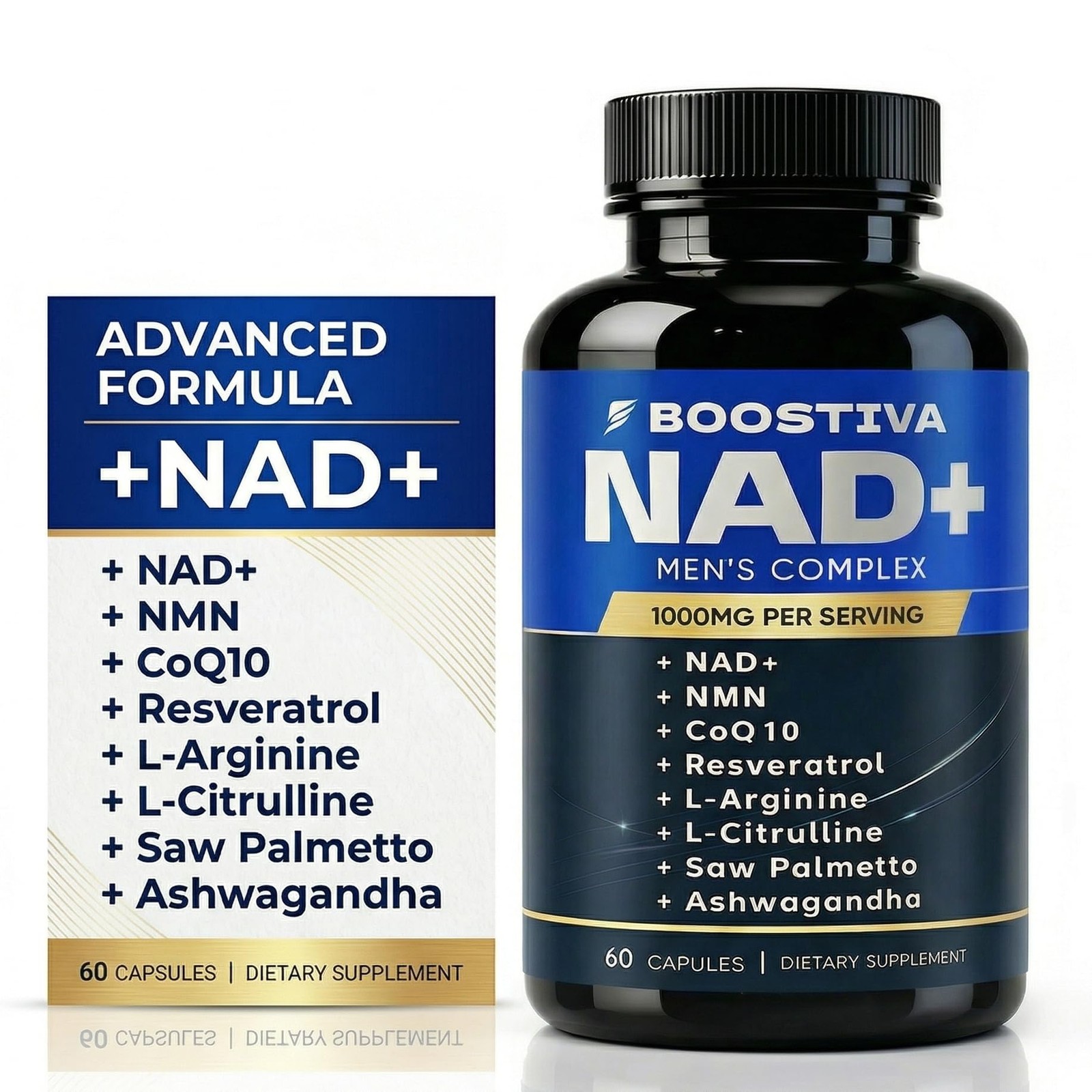 Boostiva NAD+ Supplements for Men, with Resveratrol, CoQ10, L Citrulline and ...