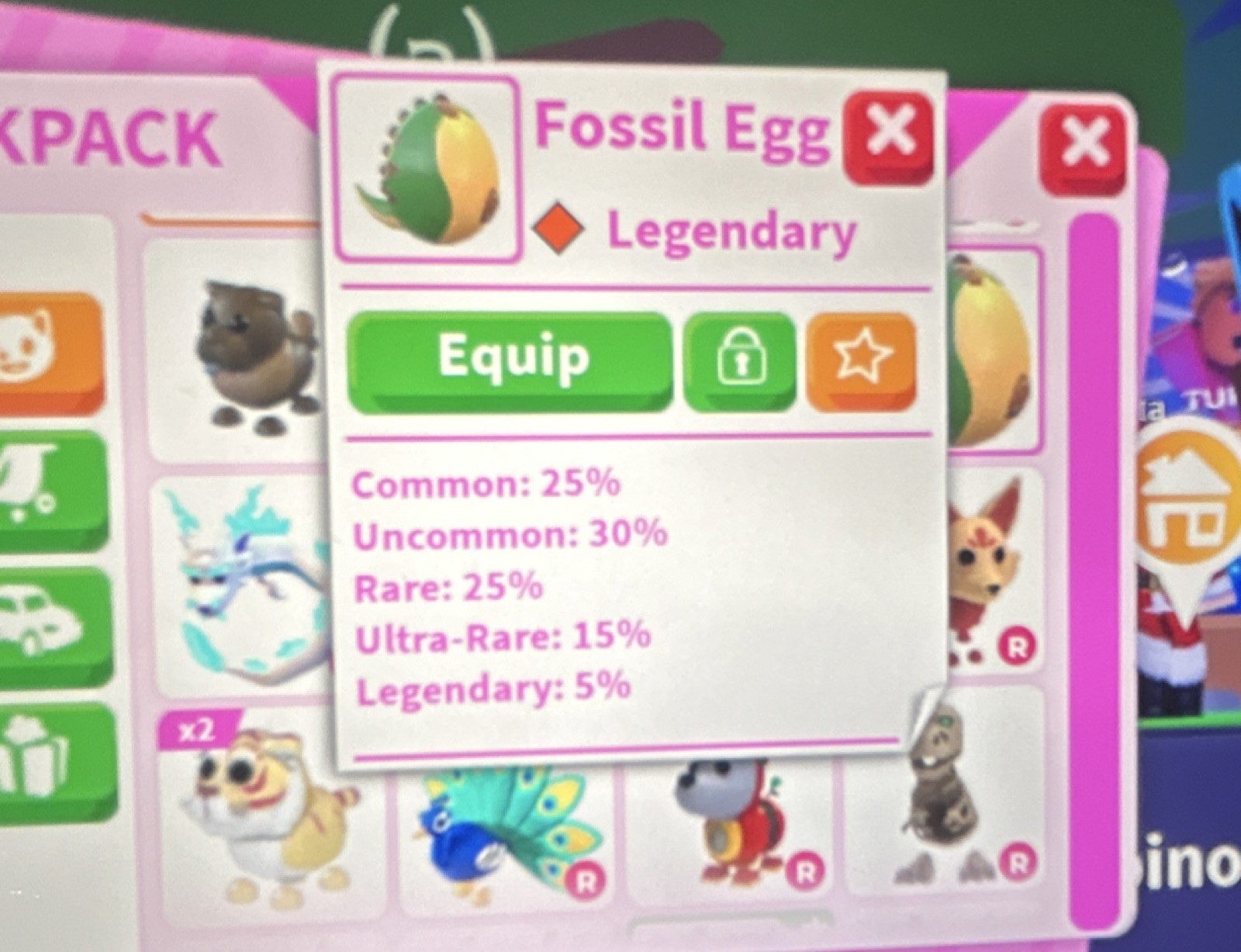 Adopt Me! Fossil Egg Legendary Unhatched In-Game Virtual Item