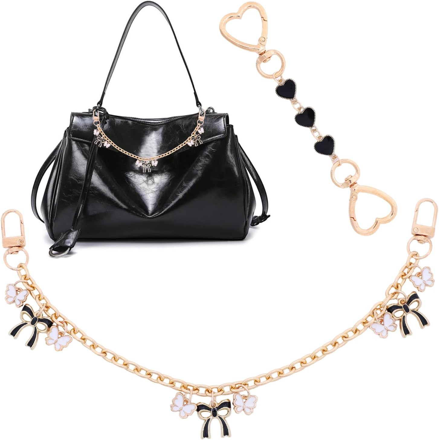 Bow Bag Charm Extender Chain Gold  Chains Enamel | Enamel Finish. Features Gold