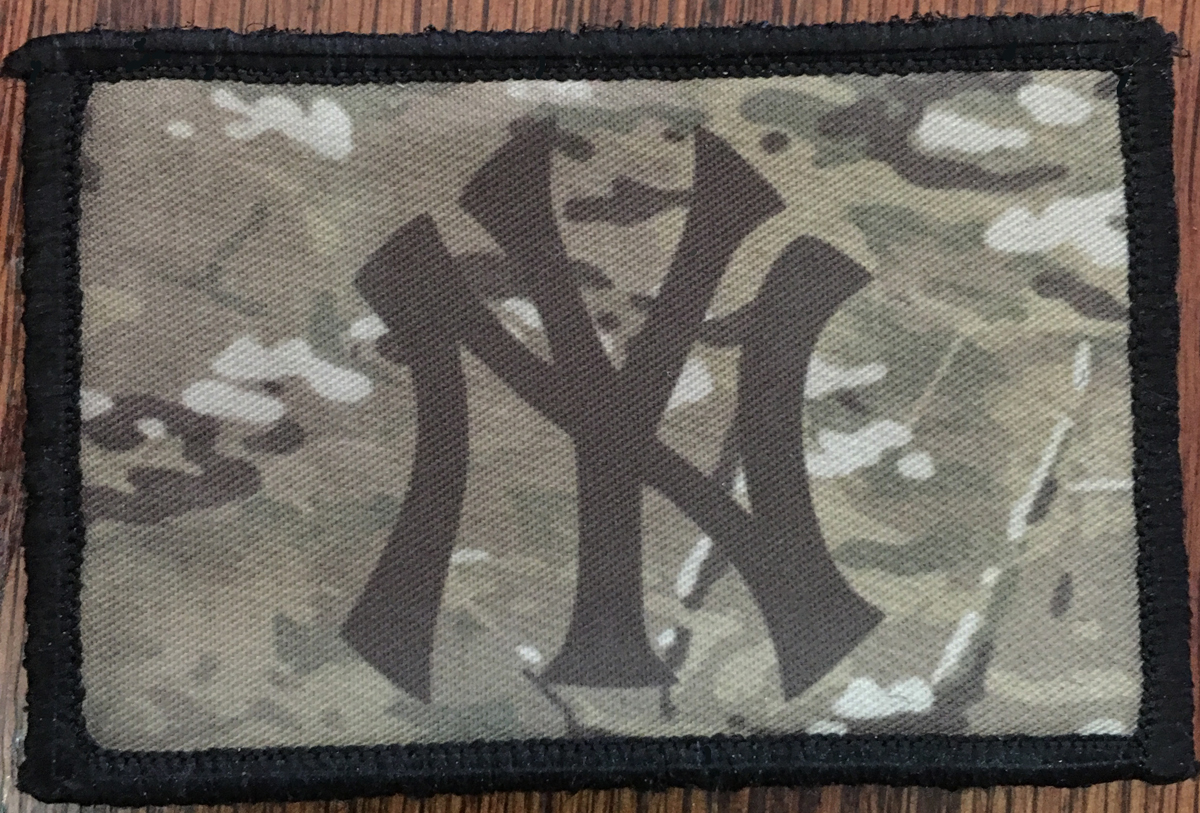 New York Logo on Camo Morale Patch Tactical Military Army Baseball Flag