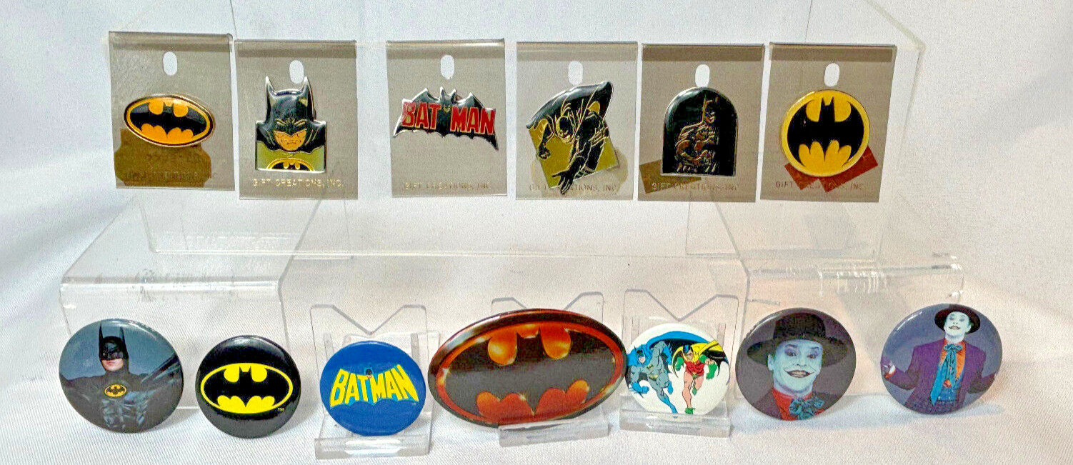 DC Comics BATMAN Pin Back Button/ Lapel Pin Lot Of 13