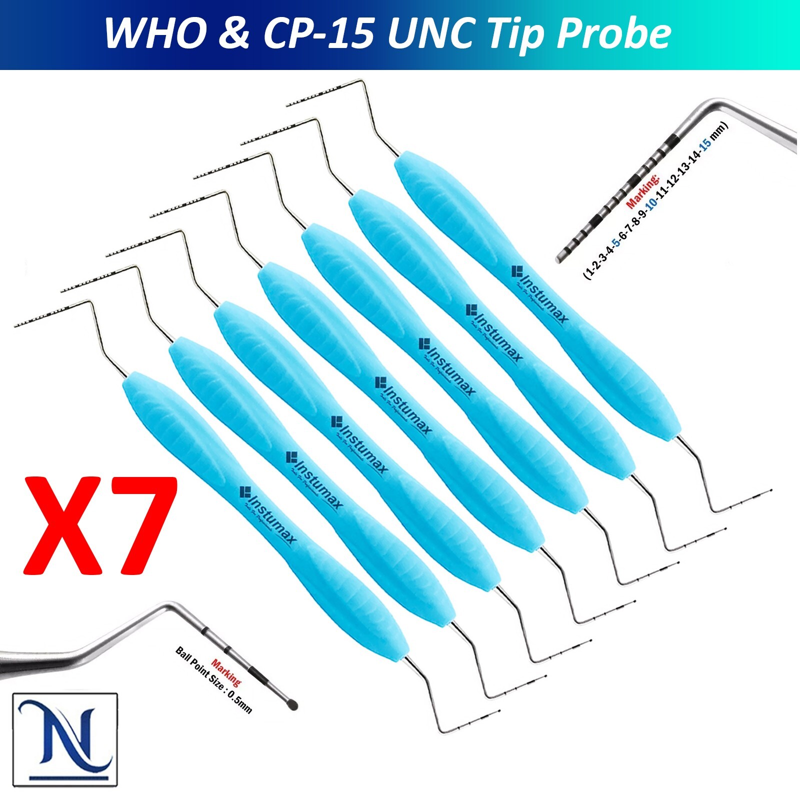 Perio Probe Who/Cp15 Probes Silicon Handle Dental Periodontal Instruments