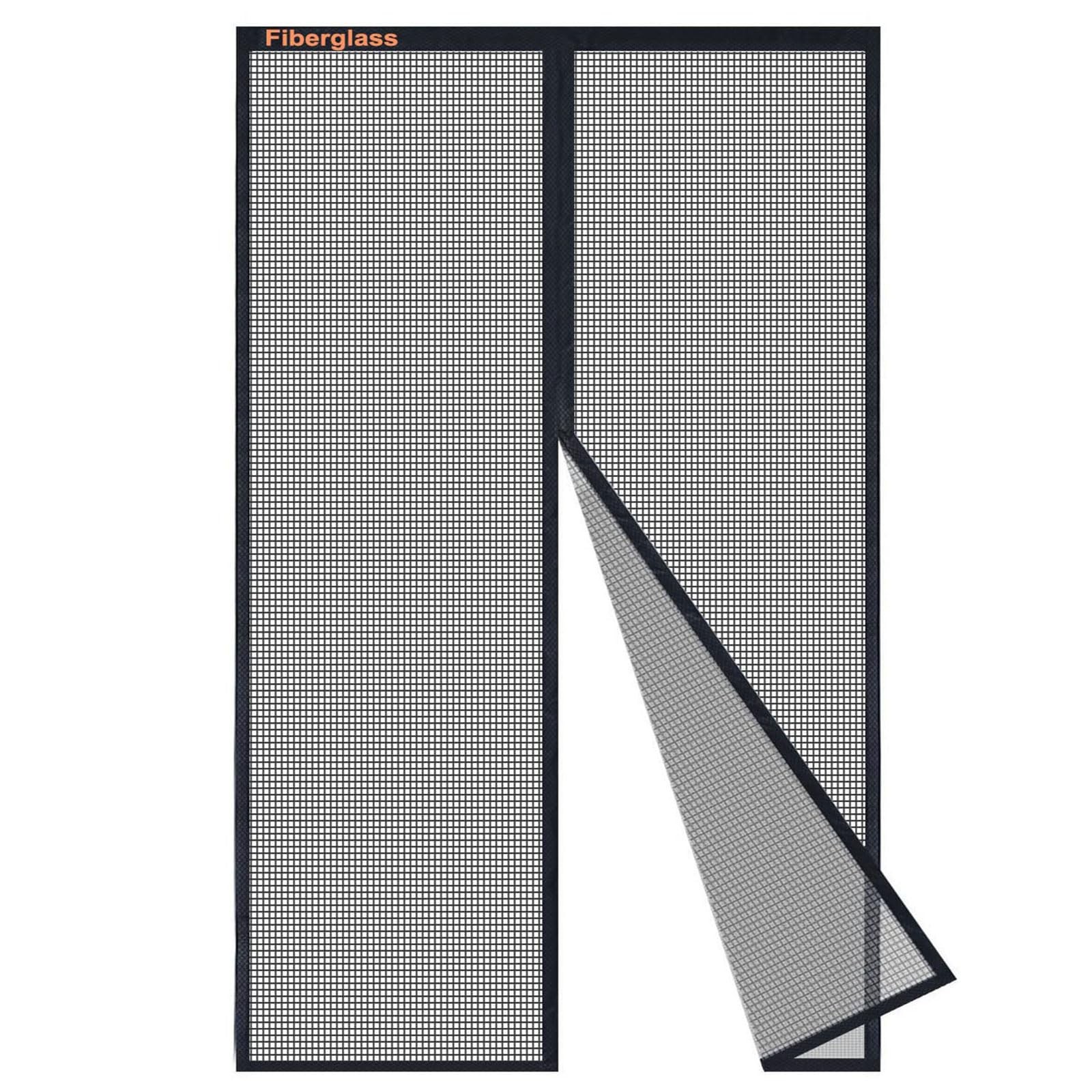 Fiberglass Magnetic Screen Door Actual Size 38"x95", Black Bugs Net Thicker M...