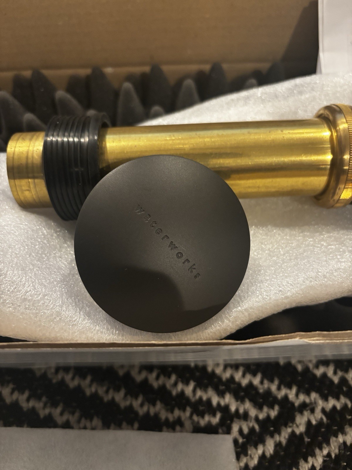 Waterworks .25 Push-Touch Waste and Overflow Drain DARK BRASS New (Open box)