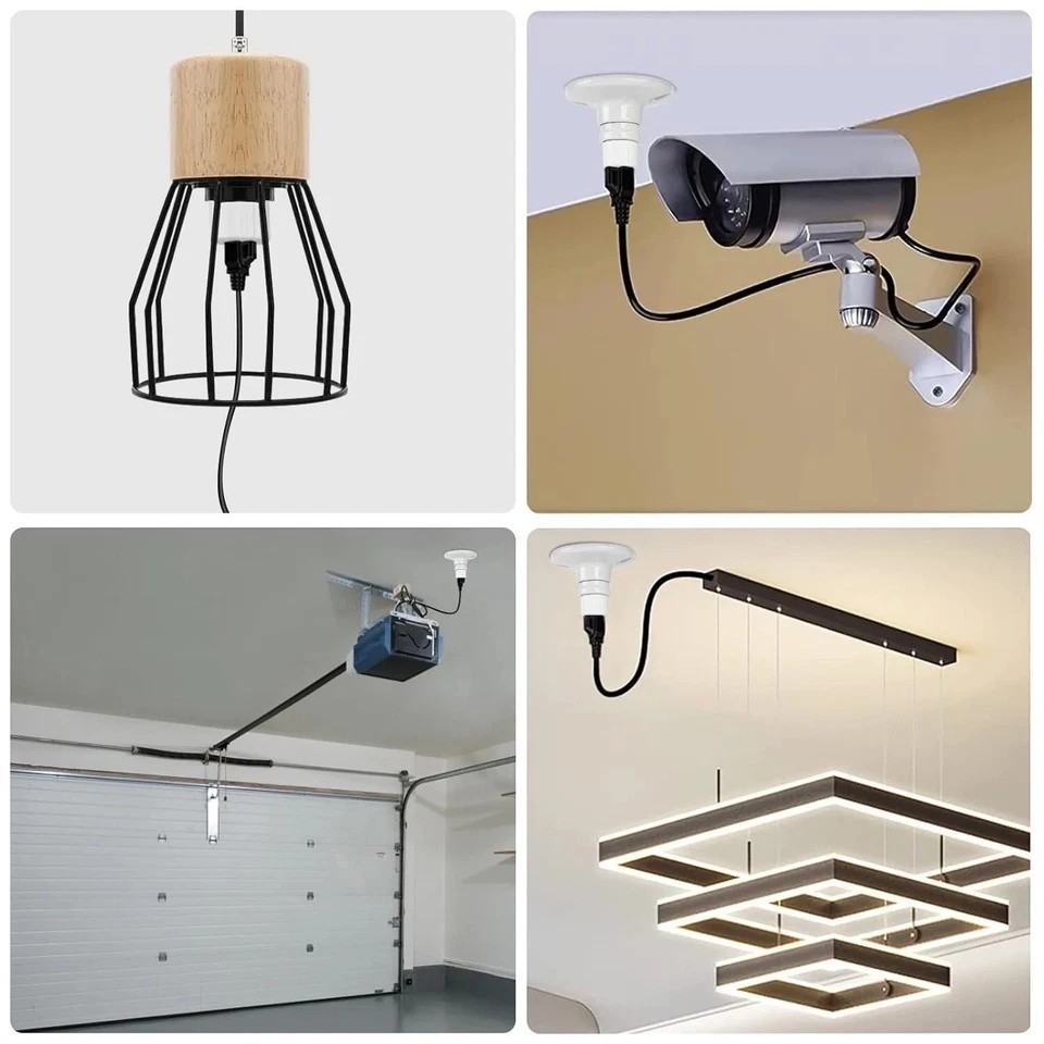 E26/E27 Light Socket to Plug Adapter 2/3 Prong Light Bulb Outlet Adapter 1 Pcs