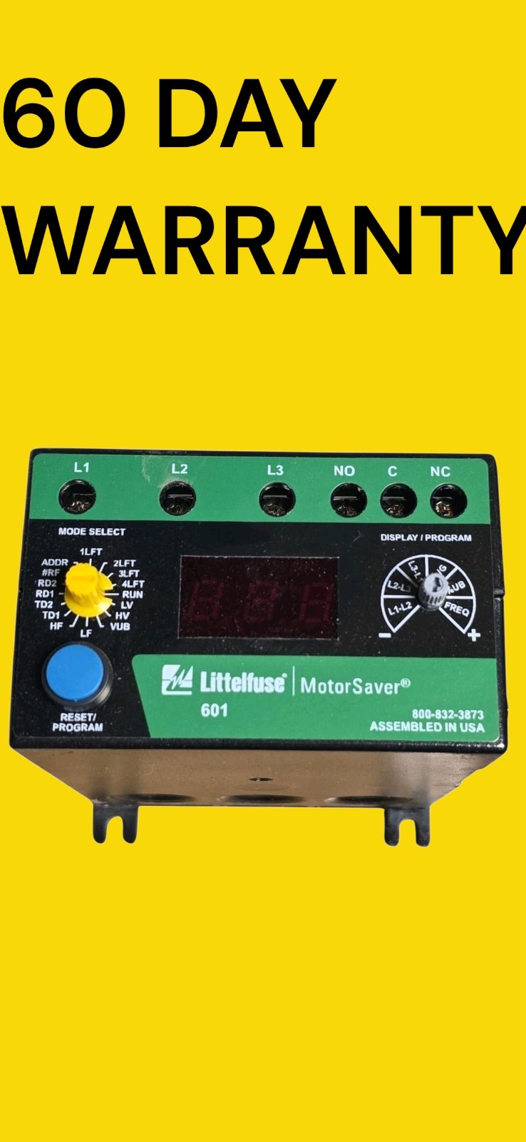 LITTELFUSE 601 MOTORSAVER 3-PHASE VOLTAGE MONITOR 200 - 480 VAC 50/60Hz  ( NEW )