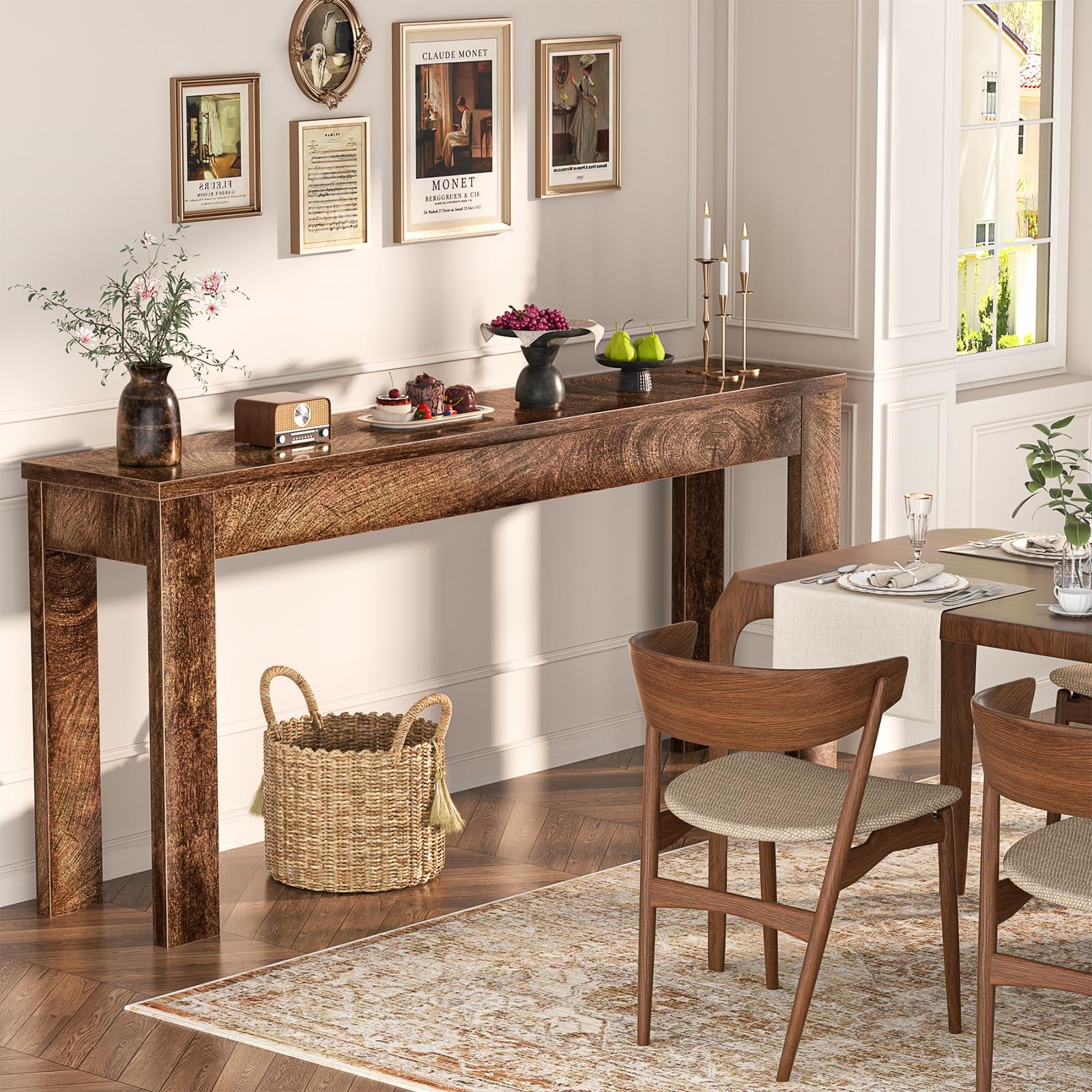 Console Table, 47" Farmhouse Wood Entryway Table, Sofa Tables Narrow Long Beh...