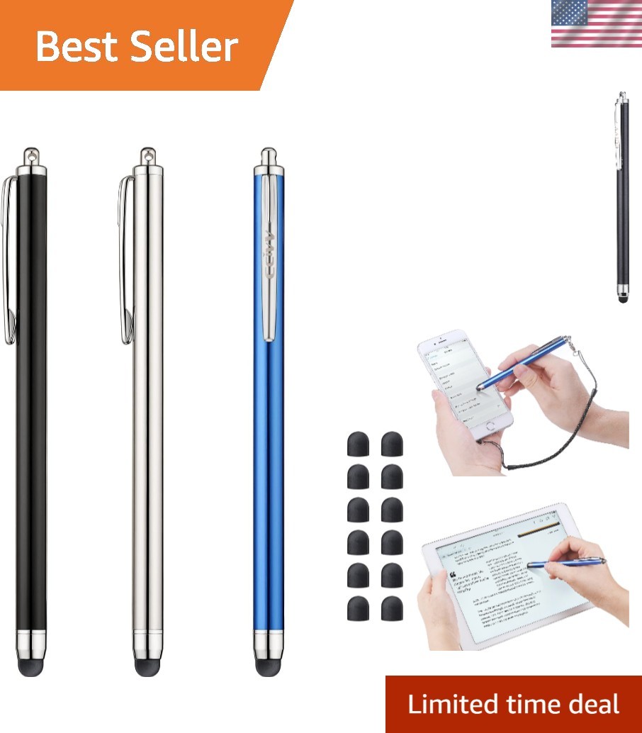 Ultimate 3 Stylus Pens Set with 12 Replaceable Tips for Enhanced Touch Precision