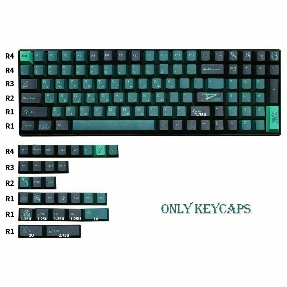 DIY Evil Cthulhu Theme Keycap Terror Below PBT Cherry Profile 129 Key For MX