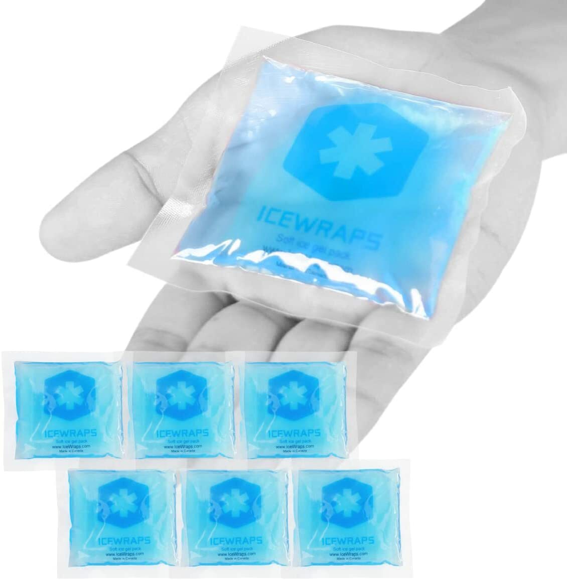 ICEWRAPS 3x3 GEL ICE PACKS FOR KIDS FIRST AID, REUSABLE COLD PACK, 6 PACK - NEW