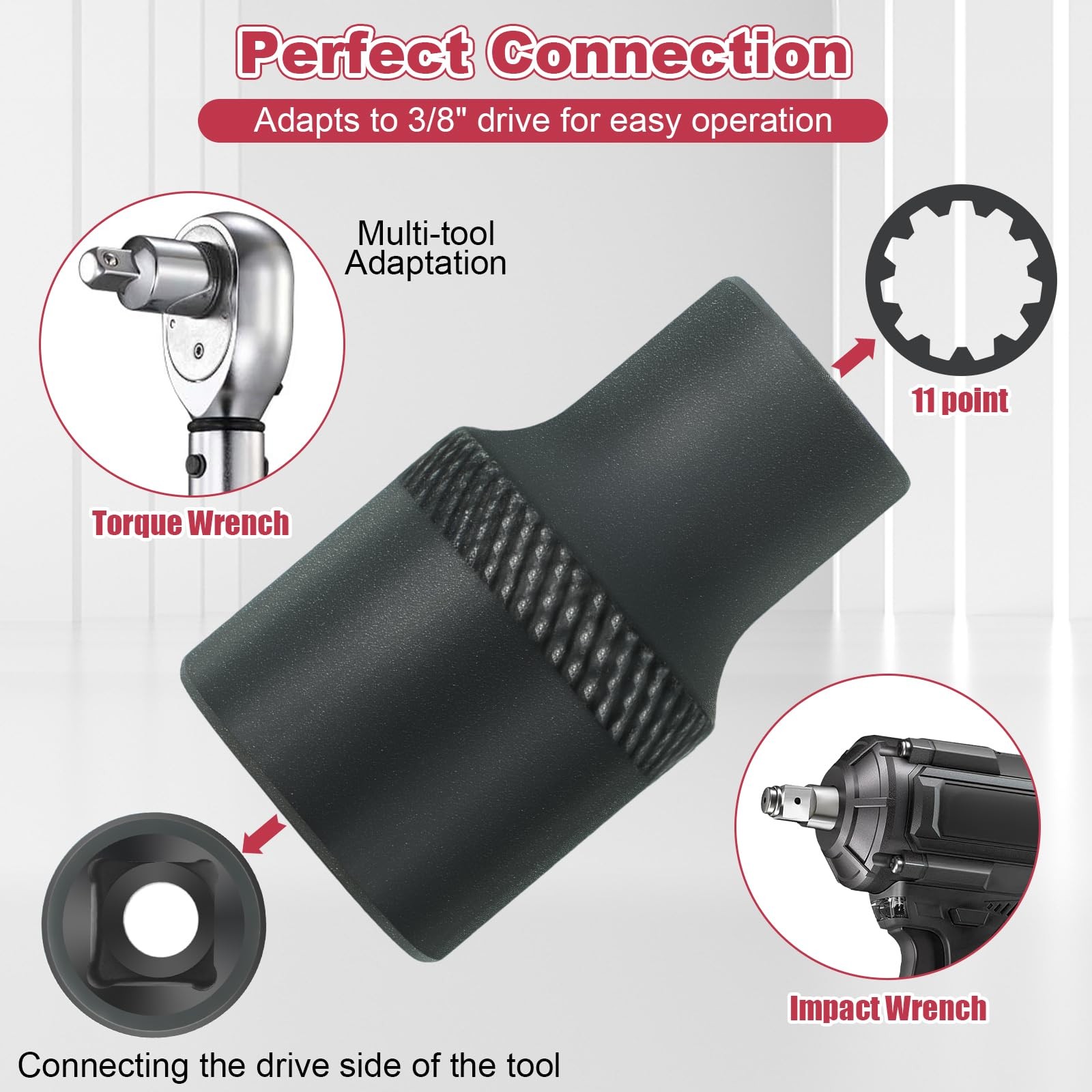 Feekoon 1 Pack 3/8" Brake Caliper 11 Point Socket Truck Socket...
