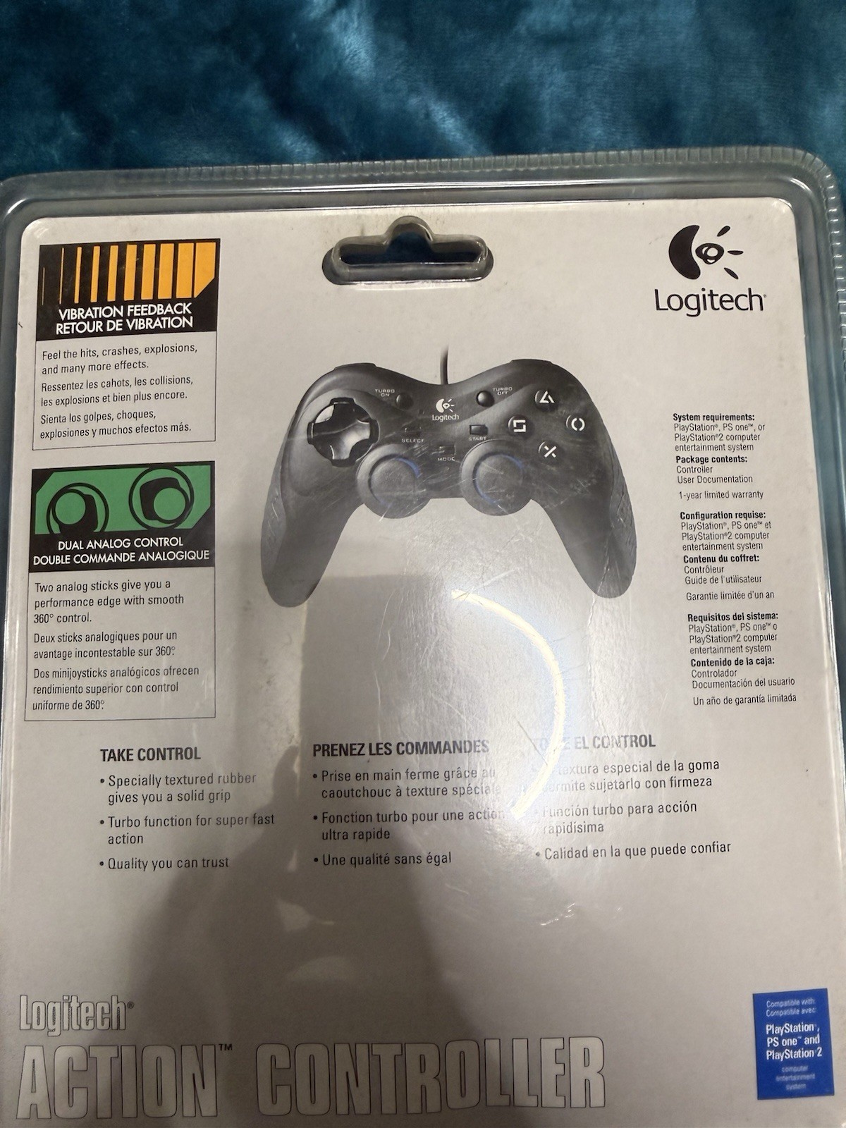 Logitech Action Controller Wired Gamepad for PS2/PS1 Dual Analog Turbo Vibration